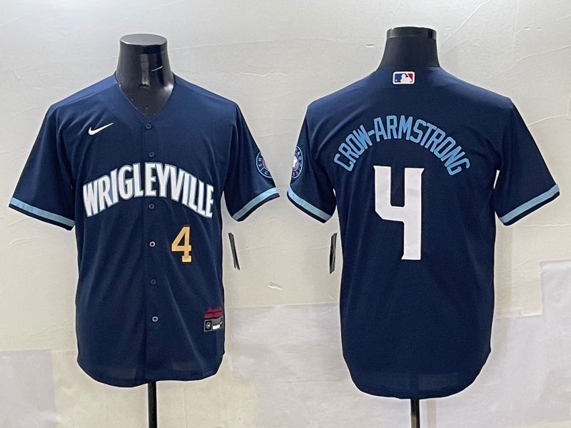 Men Chicago Cubs #4 Crow-Armstrong Dark Blue City Edition 2025 Nike MLB Jersey style 12